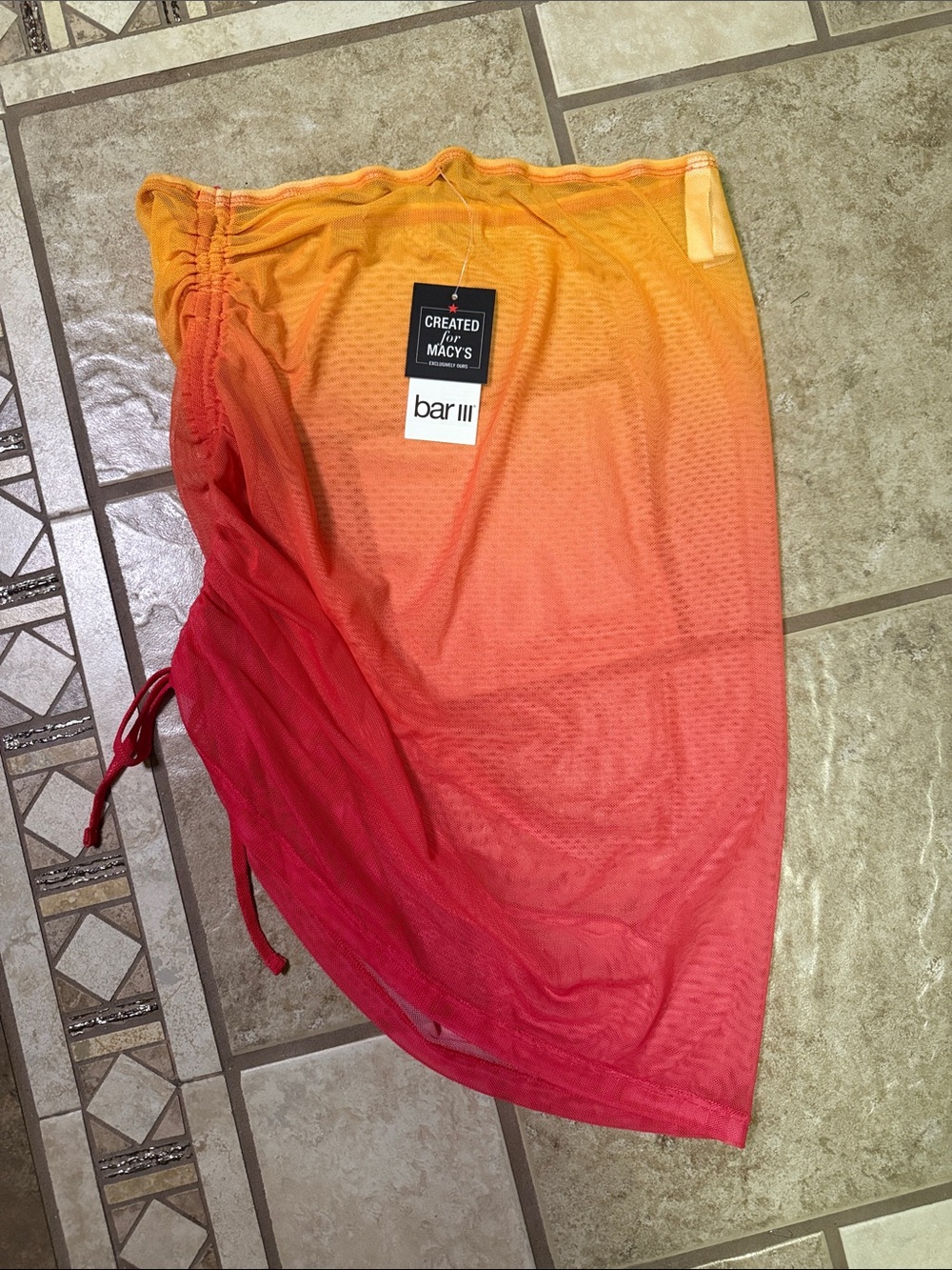 Bar III Ombre Swim Sarong in Red and Orange